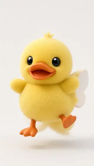 胖乎乎的可爱蓬松的B.Duck肚子，有趣的面部表情，夸张的动作，3d角色，白色背景，有点蓬松，细长的形状，卡通风格