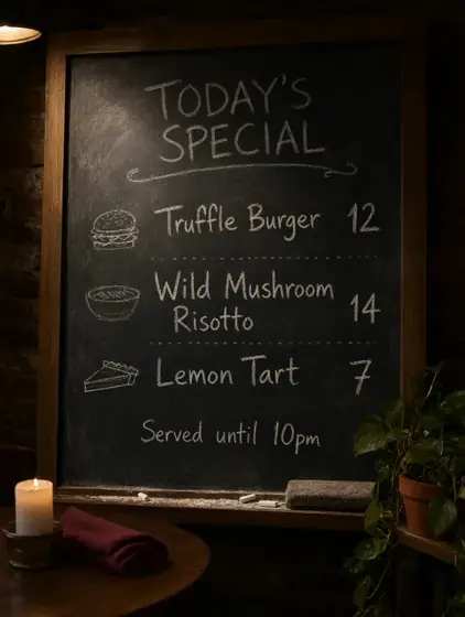 Chalkboard daily menu