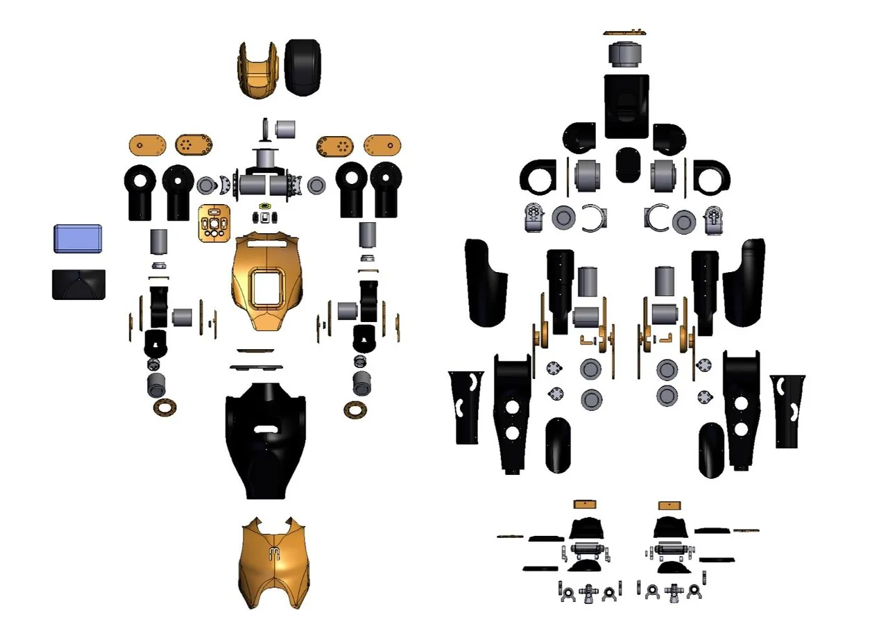 Exploded parts layout from the Asimov assembly manual