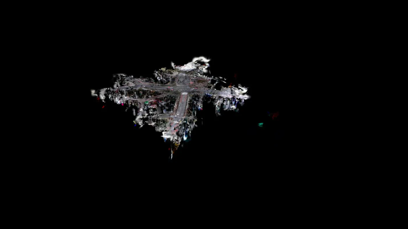 Bird's-eye view of the intersection rendered in Isaac Sim