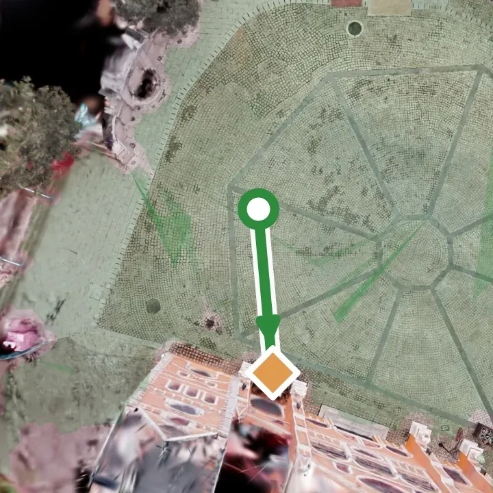 Planned route through the scene