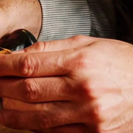 Refined output crop of hands with clearer fingers, edges and surface detail