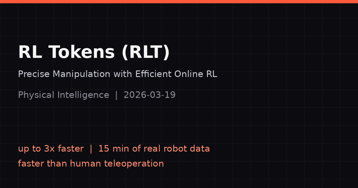 RLT: Physical Intelligence masters the last millimeter with RL Tokens