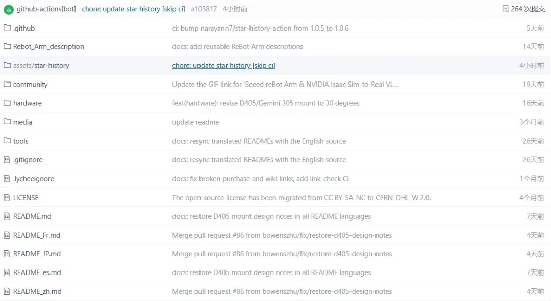 Screenshot of the reBot-DevArm GitHub repository file tree