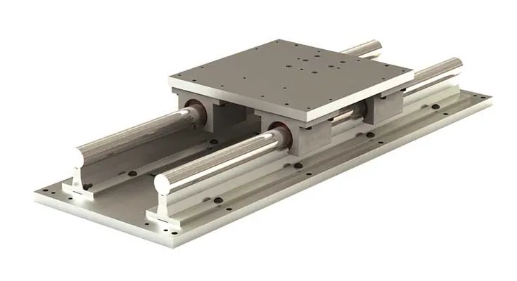 Plain Linear Bearing Guide RPS-0800-024-000 Two Steel Shafts on Rails - Diameters: 1/2" Lengths: 24"