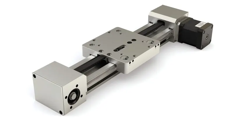 Belt Driven Linear Actuator - V-Wheel UGT040D-B21-0200-BD1ZG-00L0-0 - V-Rail Length: 200mm w/ NEMA 23 Motor Mount