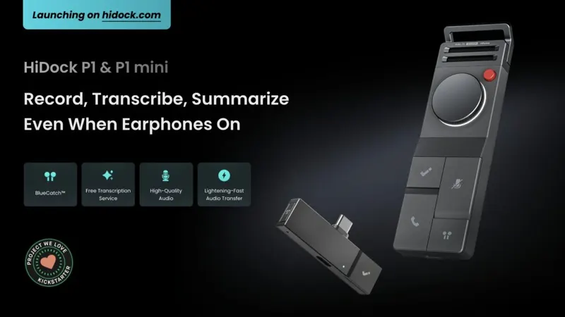 HiDock P1 & P1 mini-AI Voice Recorder for Bluetooth Earphone