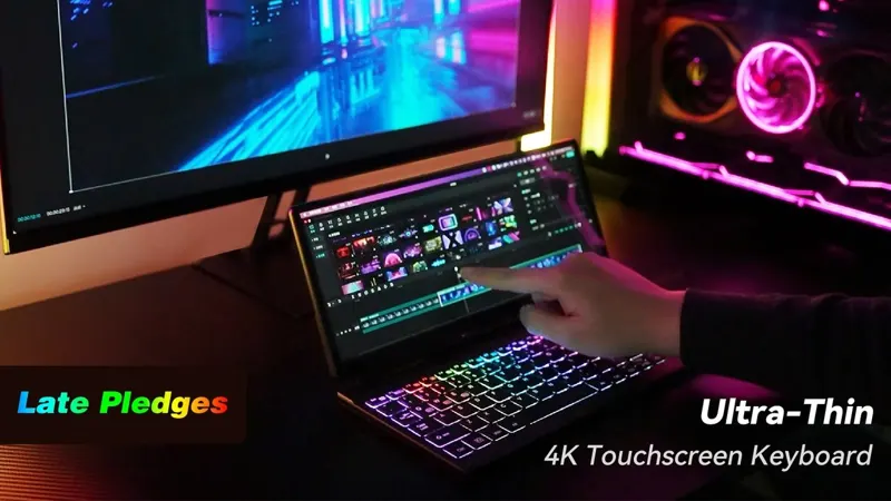 KeyGo Gen2 Pro: Slim Foldable Keyboard with 4K Touchscreen