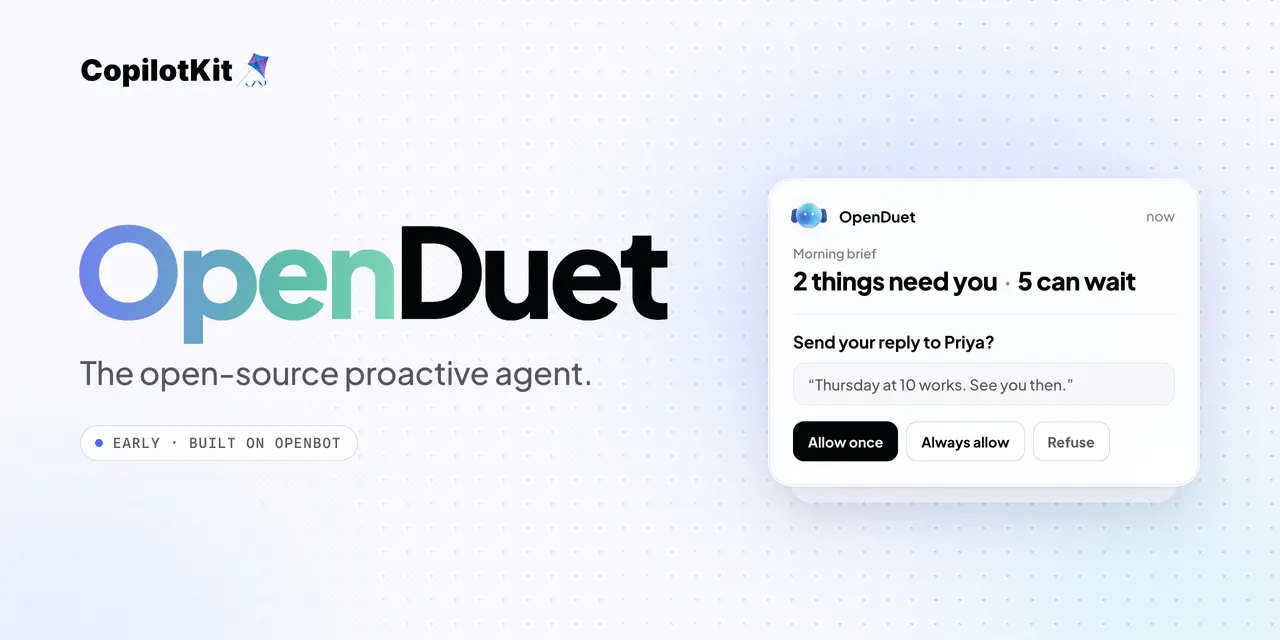 OpenDuet banner presenting the project as a proactive personal agent