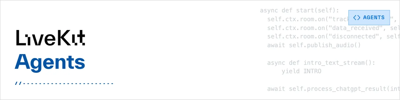 LiveKit Agents repository banner: framework identity over sample code