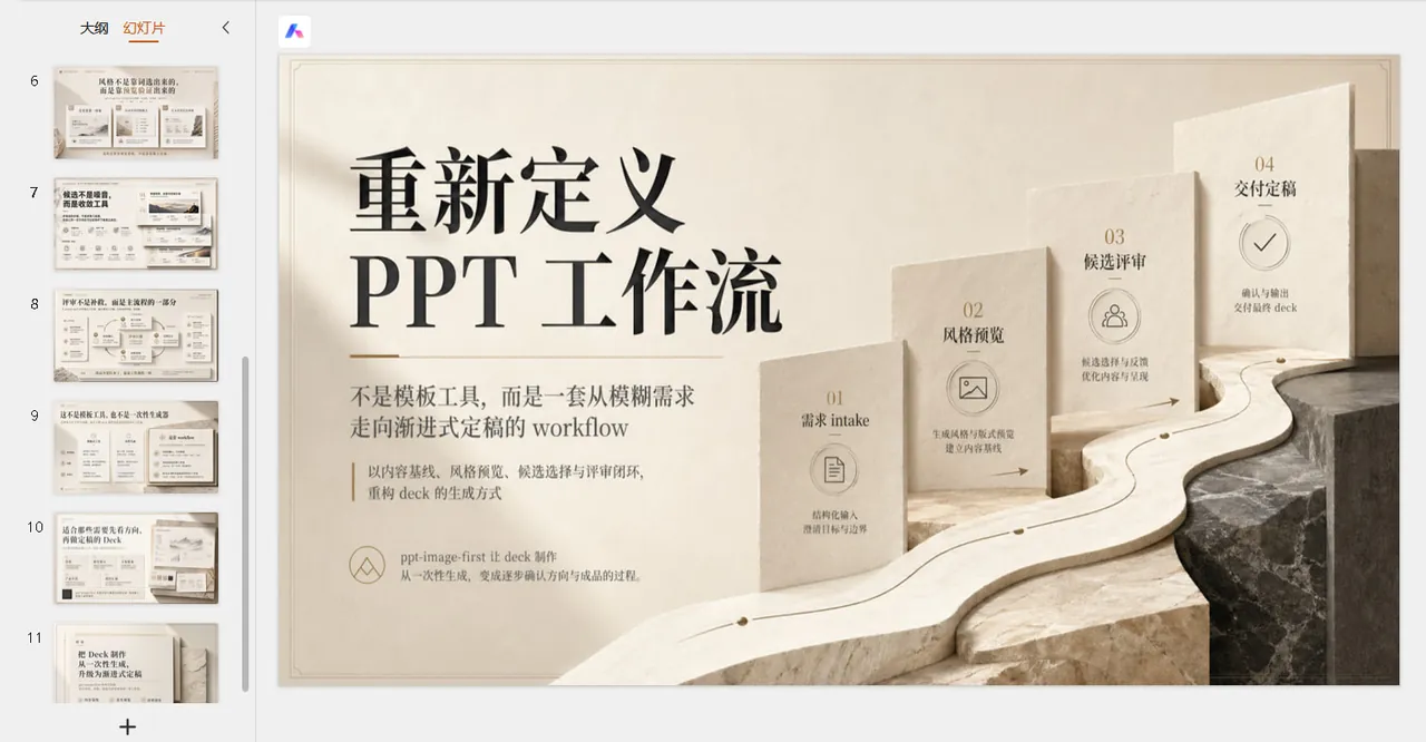 ppt-image-first 工作流总览示意图