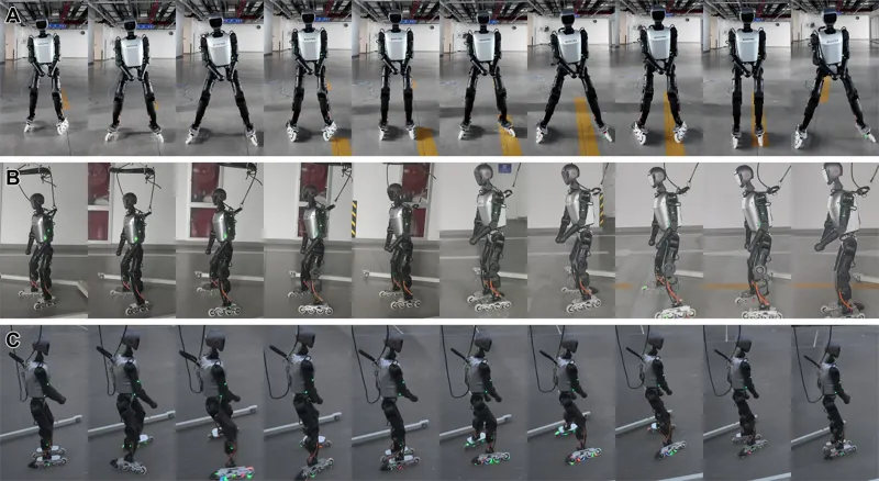Learning Roller-Skating Motions of Humanoid Robots Based on Adversarial Motion Priors