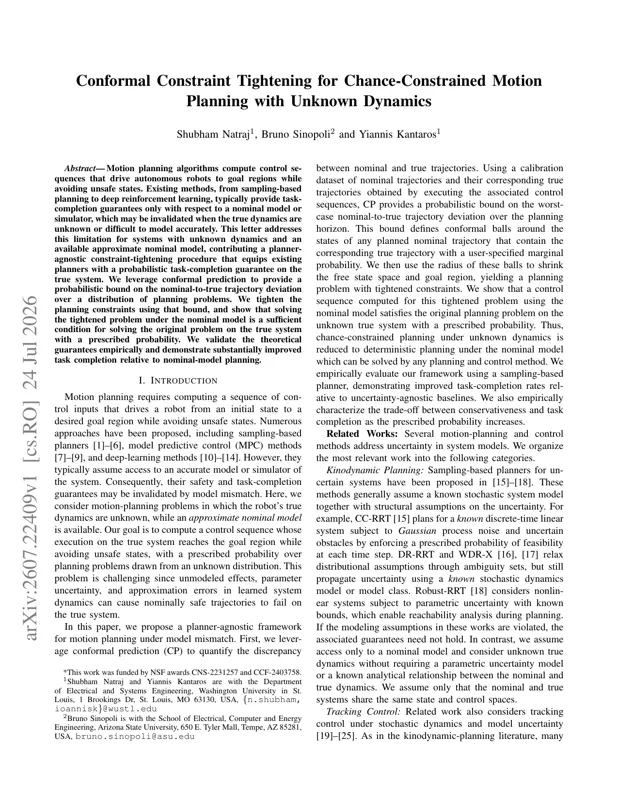Conformal Constraint Tightening for Chance-Constrained Motion Planning with Unknown Dynamics