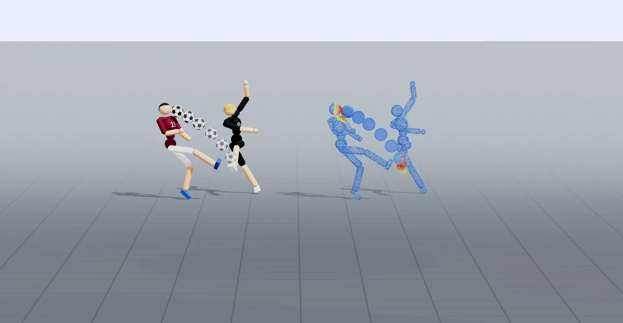 Source human motion and its surface point cloud with contact maps