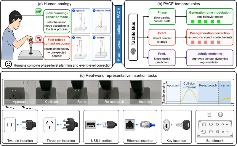 PACE: Temporal-Role Tactile Conditioning for Chunk-Based Insertion Policies