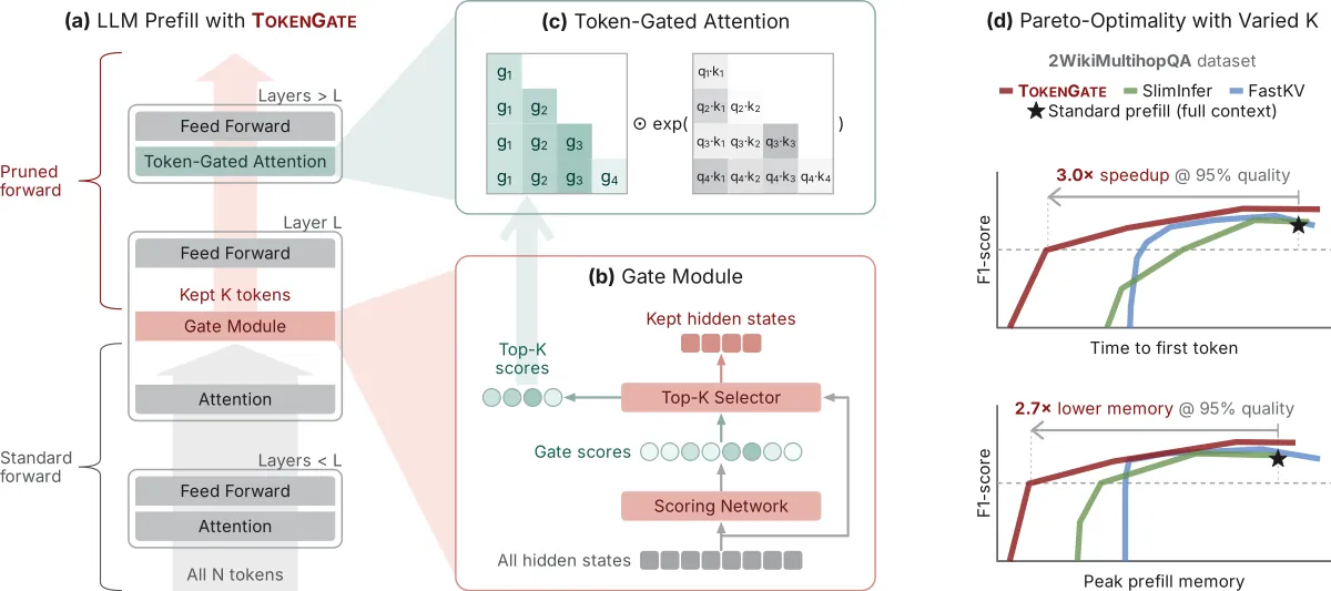 TokenGate architecture with a gate module and token-gated attention