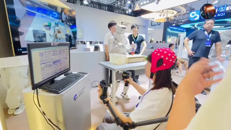 Fourier GR-3 driven by EEG intent and exoskeleton teleop
