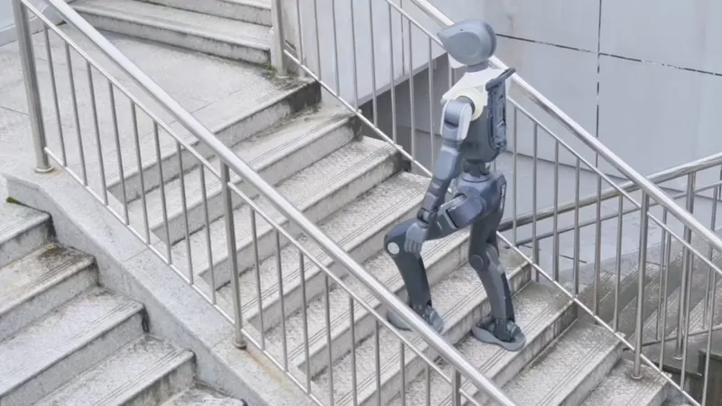 DR02 humanoid robot tackles stairs with stable movement