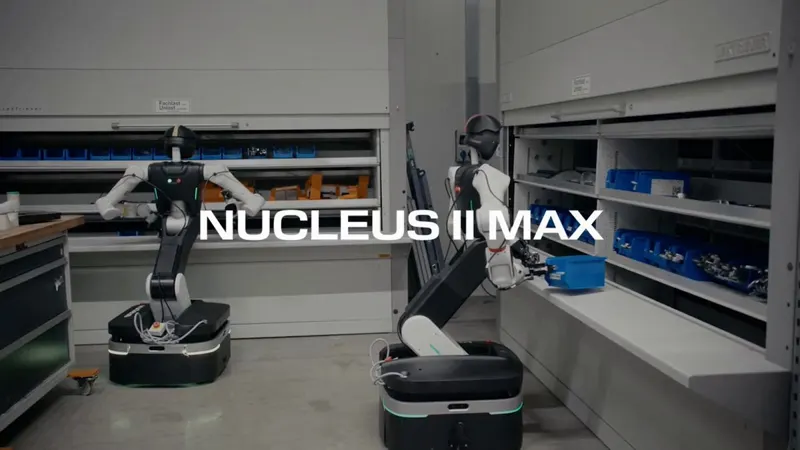 Nucleus II drops legs for a wheeled base: 10 kg per arm, 6x the battery