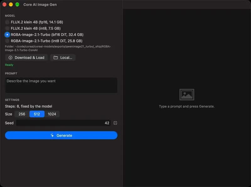 Qwen-Image-2.1-Turbo Converted to Apple Core AI for On-Device RGBA Generation