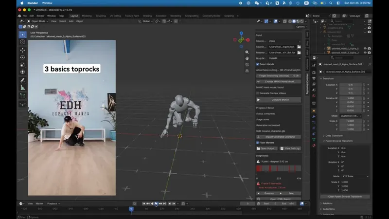 Retargeting Motion Clips onto Mixamo Characters