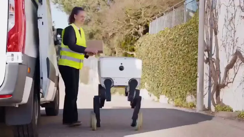 RIVR Delivery Robot Sits to Drop Packages