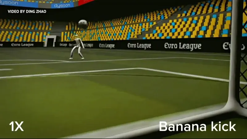 Robot banana kick at 0.1x speed precision