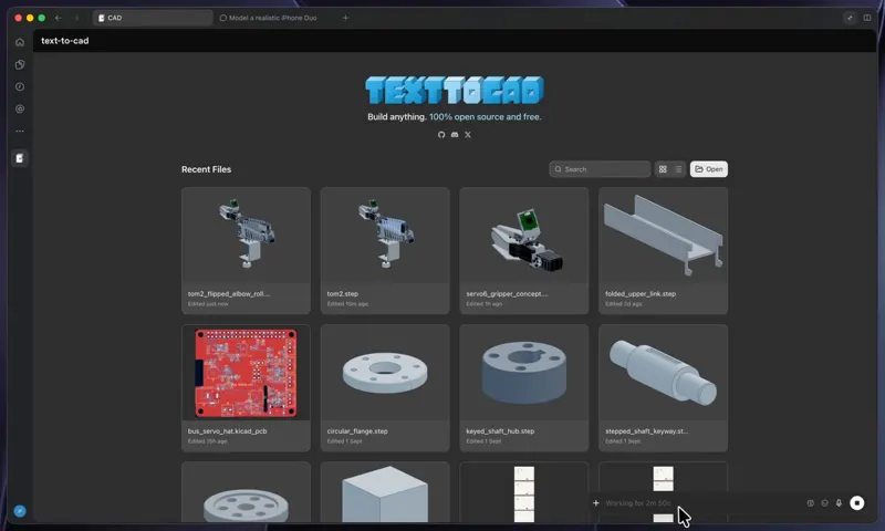 Text-to-CAD 十分钟设计 3D 打印支架