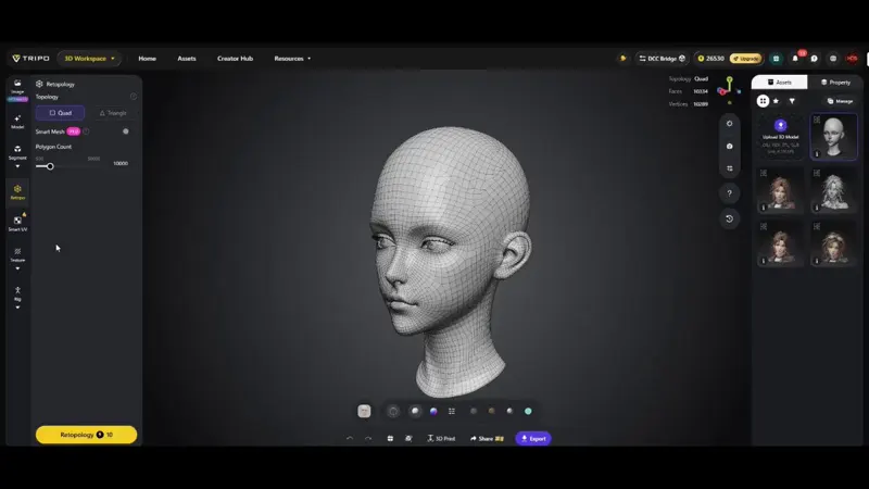 Tripo SmartMesh P2.0: One-Click Auto UV Unwrap Tested