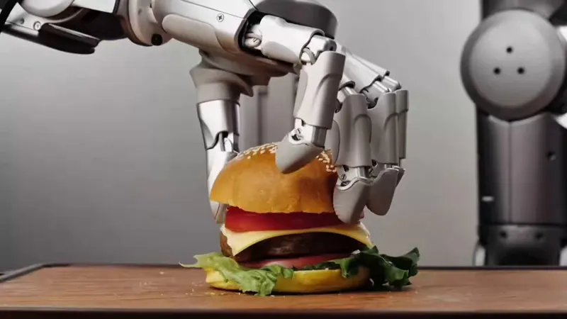 Two Linkerbot 030 Hands Make a Cheeseburger