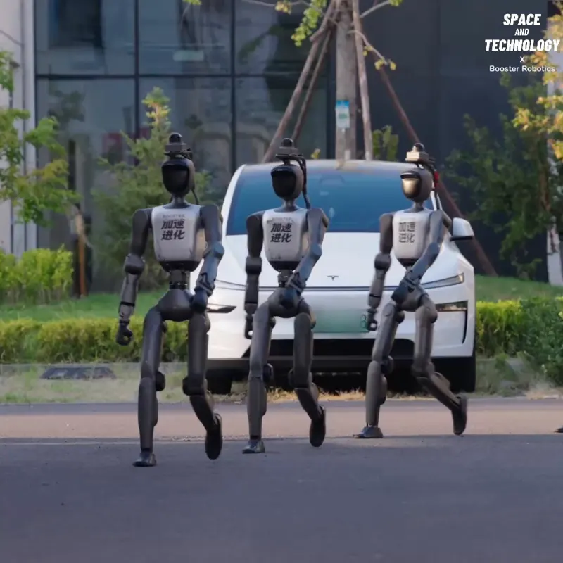 Booster T2 Humanoids Patrol in Formation