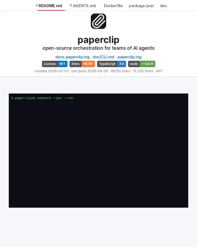 Paperclip：把一群 AI 智能体变成一家有组织架构的公司