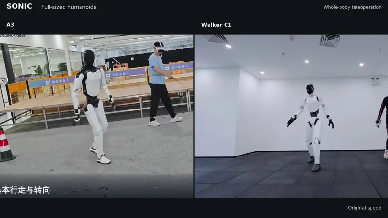 SONIC Now Runs on Full-Size Humanoids: AgiBot A3 and UBTech Walker C1